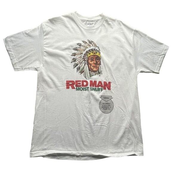 VTG Red Man Chewing Tobacco Shirt Mens XL White Hanes USA Single Stitch 90 RARE - Picture 2 of 8
